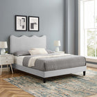 Modway Current Performance Velvet Queen Platform Bed - Black Wood Legs