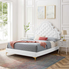 Modway Gwyneth Tufted Performance Velvet Queen Platform Bed - Gold Metal Legs