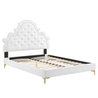 Modway Gwyneth Tufted Performance Velvet Queen Platform Bed - Gold Metal Legs