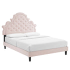 Modway Gwyneth Tufted Performance Velvet Queen Platform Bed - Black Wood Legs