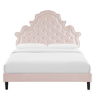 Modway Gwyneth Tufted Performance Velvet Queen Platform Bed - Black Wood Legs