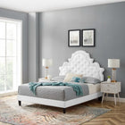 Modway Gwyneth Tufted Performance Velvet Queen Platform Bed - Black Wood Legs