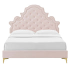 Modway Gwyneth Tufted Performance Velvet Full Platform Bed -  Gold Metal Legs