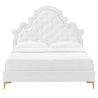 Modway Gwyneth Tufted Performance Velvet Full Platform Bed -  Gold Metal Legs