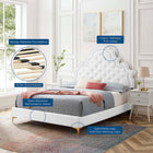 Modway Gwyneth Tufted Performance Velvet Full Platform Bed -  Gold Metal Legs