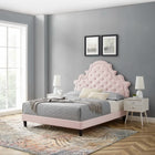 Modway Gwyneth Tufted Performance Velvet Full Platform Bed - Black Wood Legs