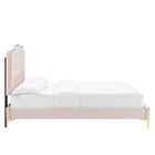 Modway Amber Performance Velvet Queen Platform Bed - Gold Metal Legs