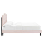 Modway Amber Performance Velvet Queen Platform Bed - Black Wood Legs