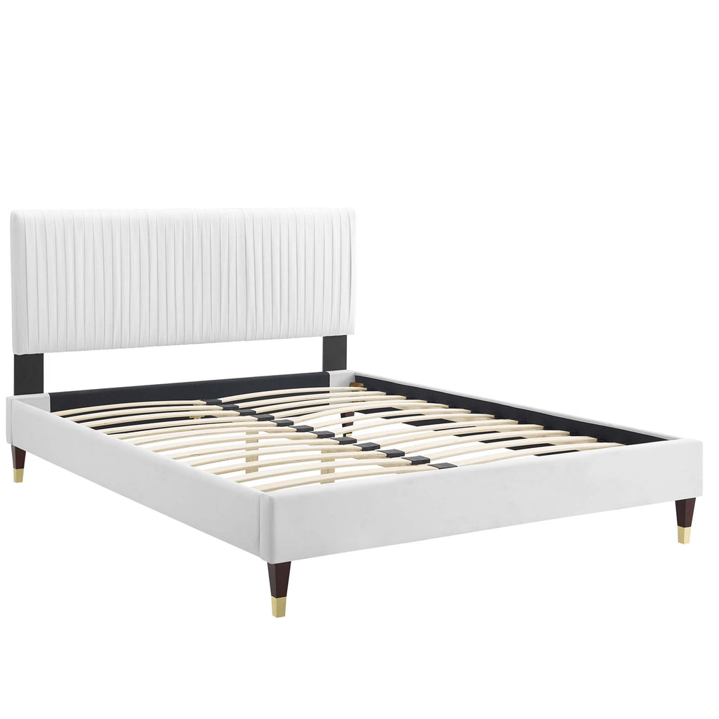 Modway Peyton Performance Velvet Full Platform Bed - Wood & Gold Legs