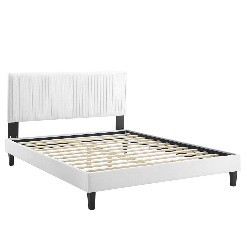 Modway Peyton Performance Velvet Full Platform Bed - Black Wood Legs