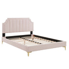 Modway Sienna Performance Velvet Twin Platform Bed - Gold Metal legs