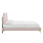 Modway Sienna Performance Velvet Twin Platform Bed - Gold Metal legs