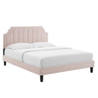 Modway Sienna Performance Velvet Twin Platform Bed - Black Wood Legs