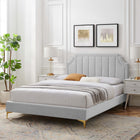 Modway Sienna Performance Velvet Full Platform Bed - Gold Metal Legs