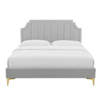 Modway Sienna Performance Velvet Full Platform Bed - Gold Metal Legs