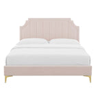 Modway Sienna Performance Velvet Full Platform Bed - Gold Metal Legs