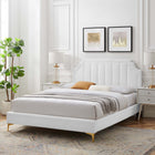 Modway Sienna Performance Velvet Full Platform Bed - Gold Metal Legs