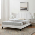 Modway Sienna Performance Velvet King Platform Bed - Black Wood Legs
