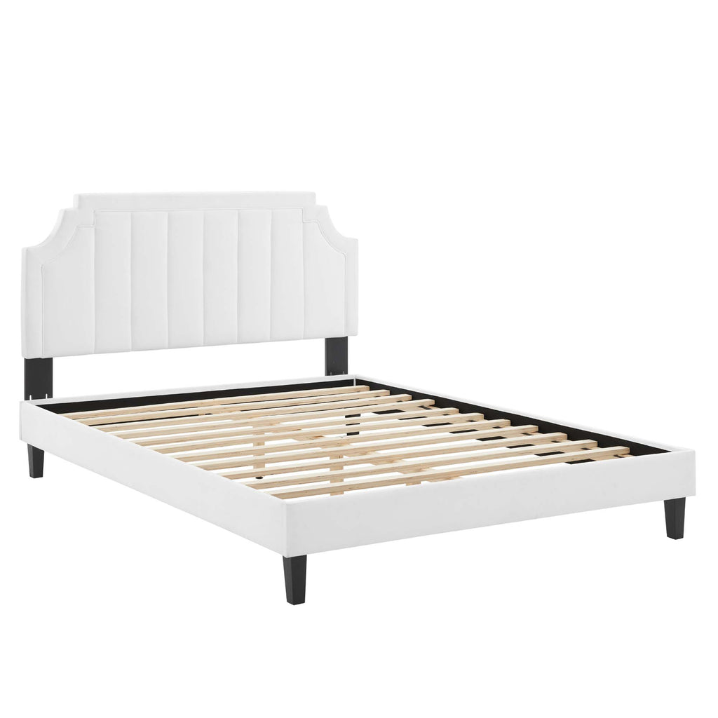 Modway Sienna Performance Velvet King Platform Bed - Black Wood Legs