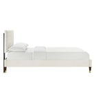 Modway Leah Chevron Tufted Performance Velvet Queen Platform Bed - Wood & Gold Metal Legs