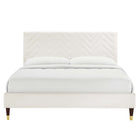 Modway Leah Chevron Tufted Performance Velvet Queen Platform Bed - Wood & Gold Metal Legs
