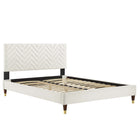 Modway Leah Chevron Tufted Performance Velvet Queen Platform Bed - Wood & Gold Metal Legs