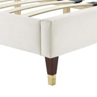 Modway Leah Chevron Tufted Performance Velvet Queen Platform Bed - Wood & Gold Metal Legs