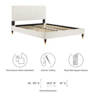 Modway Leah Chevron Tufted Performance Velvet Queen Platform Bed - Wood & Gold Metal Legs