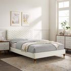 Modway Leah Chevron Tufted Performance Velvet Queen Platform Bed - Wood & Gold Metal Legs