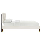 Modway Sofia Channel Tufted Performance Velvet Queen Platform Bed - Wood & Gold Metal Legs