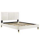 Modway Sofia Channel Tufted Performance Velvet Queen Platform Bed - Wood & Gold Metal Legs