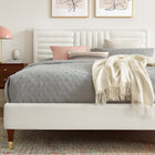 Modway Sofia Channel Tufted Performance Velvet Queen Platform Bed - Wood & Gold Metal Legs