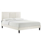 Modway Sofia Channel Tufted Performance Velvet Queen Platform Bed - Black Wood Legs