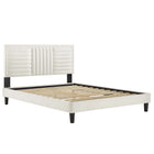 Modway Sofia Channel Tufted Performance Velvet Queen Platform Bed - Black Wood Legs