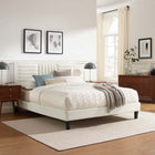 Modway Sofia Channel Tufted Performance Velvet Queen Platform Bed - Black Wood Legs