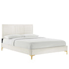 Modway Sofia Channel Tufted Performance Velvet Queen Platform Bed - Gold Metal Legs