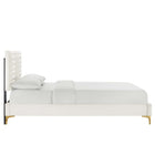 Modway Sofia Channel Tufted Performance Velvet Queen Platform Bed - Gold Metal Legs