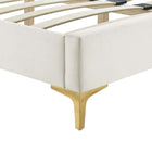 Modway Sofia Channel Tufted Performance Velvet Queen Platform Bed - Gold Metal Legs