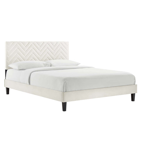 Modway Leah Chevron Tufted Performance Velvet Twin Platform Bed  