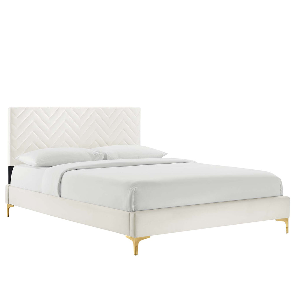 Modway Leah Chevron Tufted Performance Velvet Full Platform Bed  