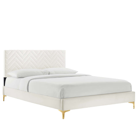 Modway Leah Chevron Tufted Performance Velvet Full Platform Bed  