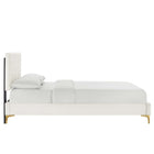Modway Leah Chevron Tufted Performance Velvet Full Platform Bed - Gold Metal Legs
