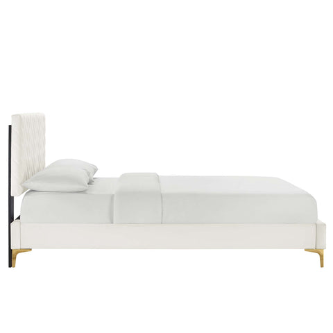 Modway Leah Chevron Tufted Performance Velvet Full Platform Bed  