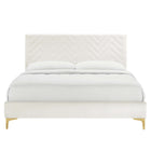 Modway Leah Chevron Tufted Performance Velvet Full Platform Bed - Gold Metal Legs