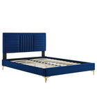 Modway Sofia Channel Tufted Performance Velvet Full Platform Bed - Gold Metal Legs