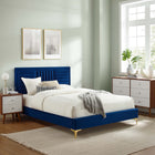 Modway Sofia Channel Tufted Performance Velvet Full Platform Bed - Gold Metal Legs