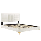 Modway Sofia Channel Tufted Performance Velvet Full Platform Bed - Gold Metal Legs