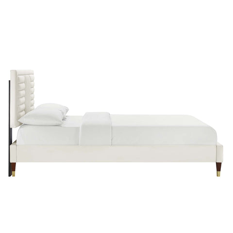 Modway Sofia Channel Tufted Performance Velvet Full Platform Bed - Wood Legs