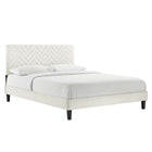 Modway Leah Chevron Tufted Performance Velvet Full Platform Bed - Black Wood Legs