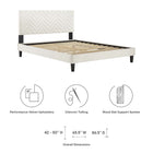 Modway Leah Chevron Tufted Performance Velvet Full Platform Bed - Black Wood Legs